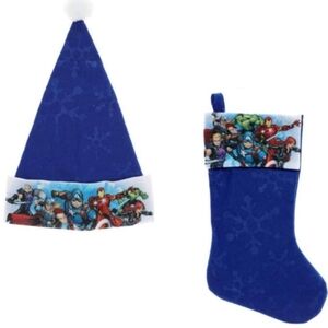 Avenger Blue Santa Hat and Stocking Set